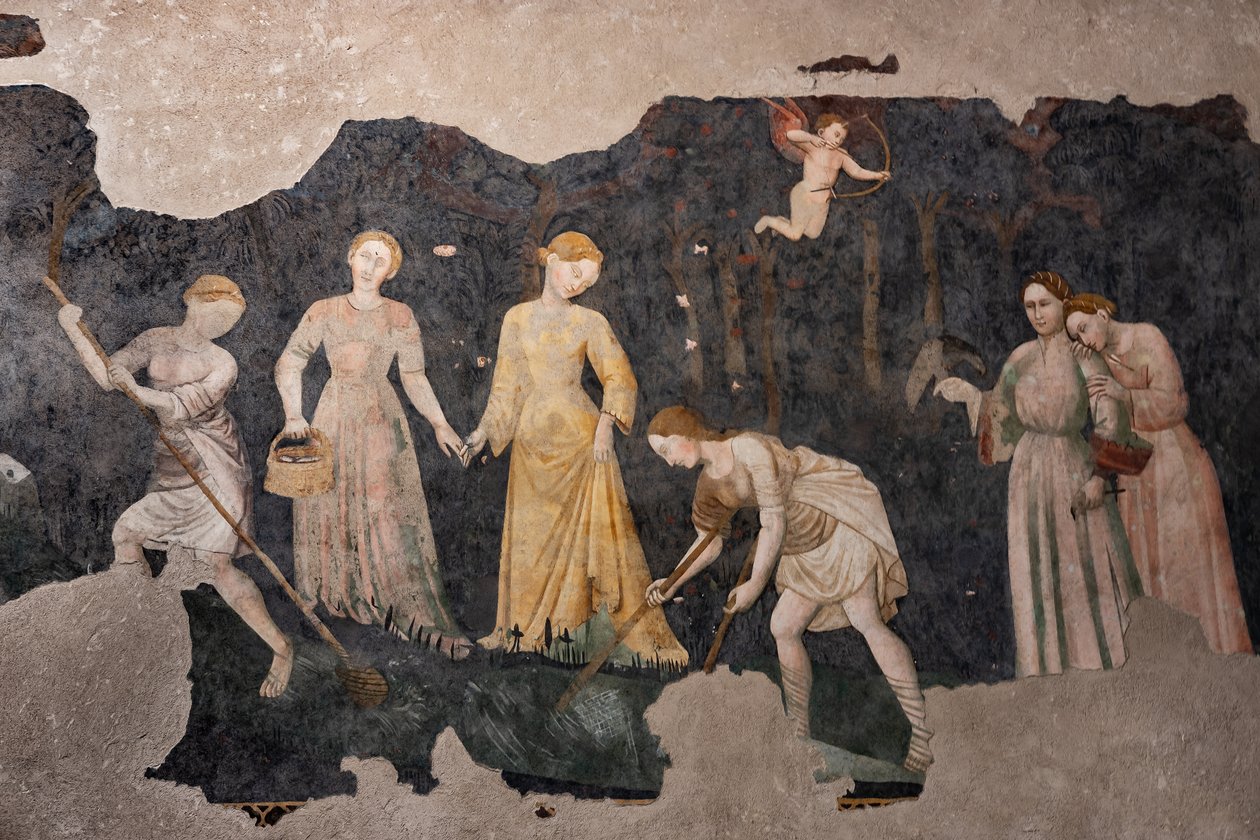 Detail of the frescoes, Camera Pinta (Painted Room) by Italian School