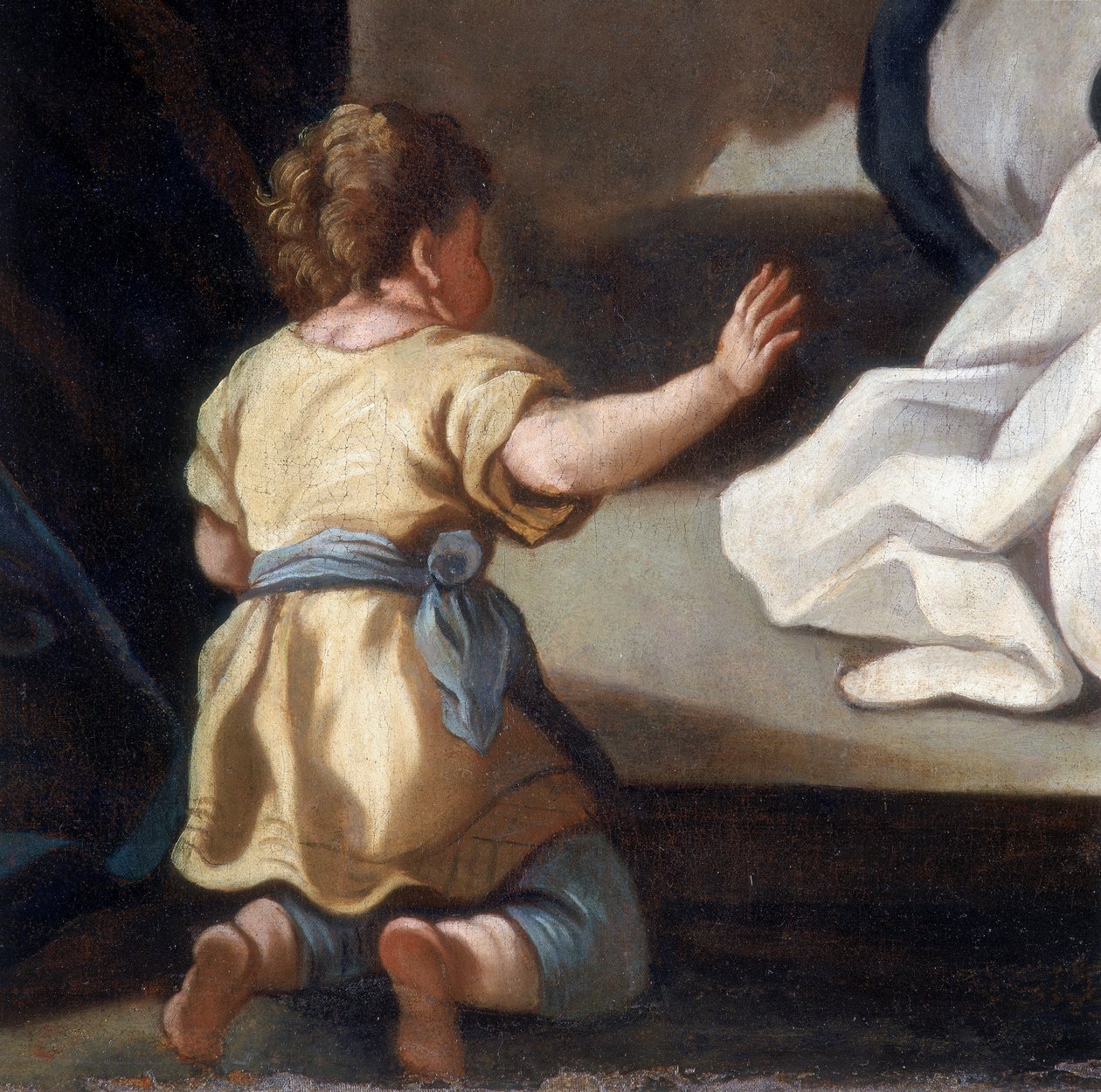 Detail of the Painting Depicting the Madonna of the Rosary with Saints Dominik and Catherine of Siena by Italian School