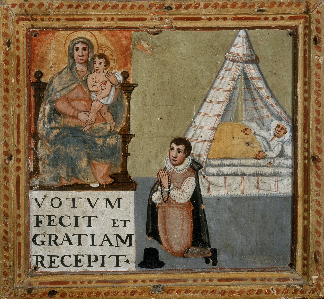 Ex-Voto Depicting a Man Thanking the Virgin for Being Healed from an Illness by Italian School