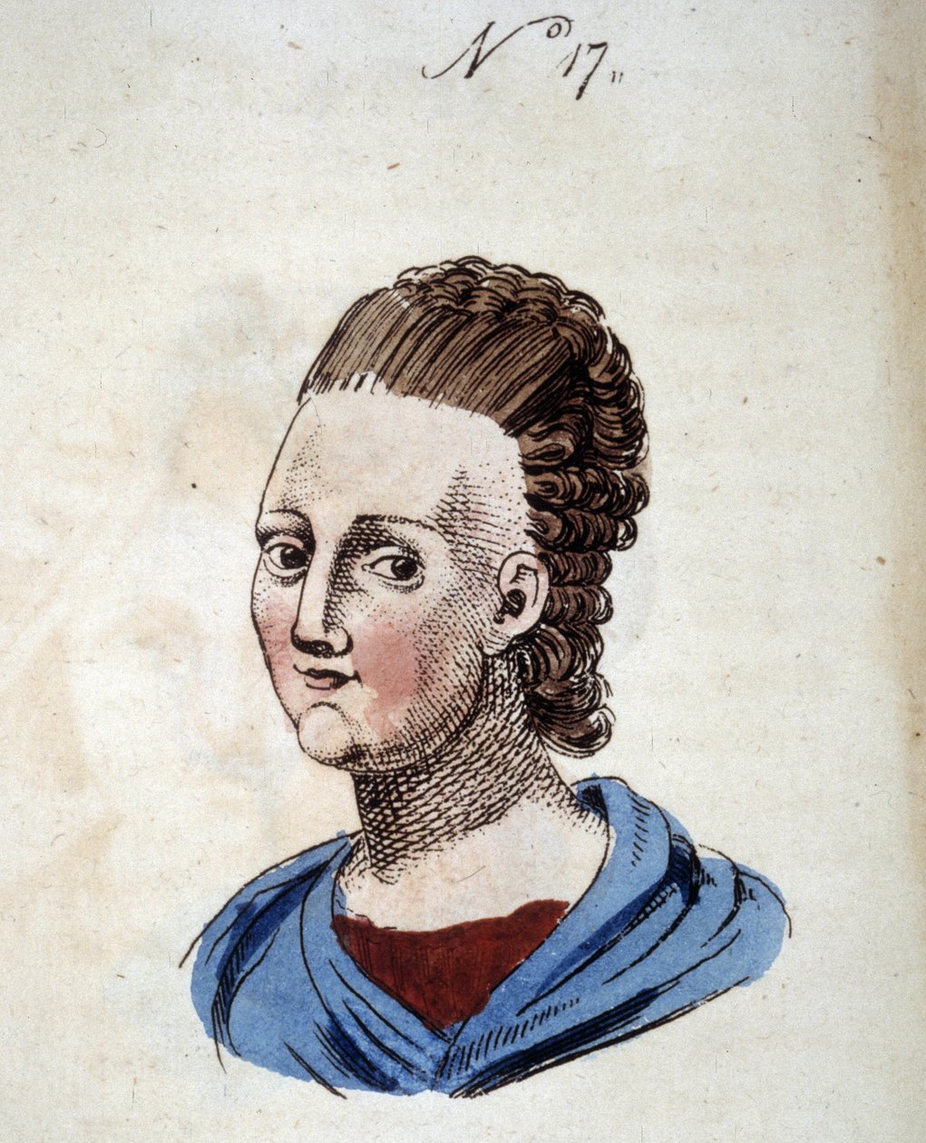 Figure number 17 representing the face of a woman in Il Lavater portatile: o Sia compendio dell