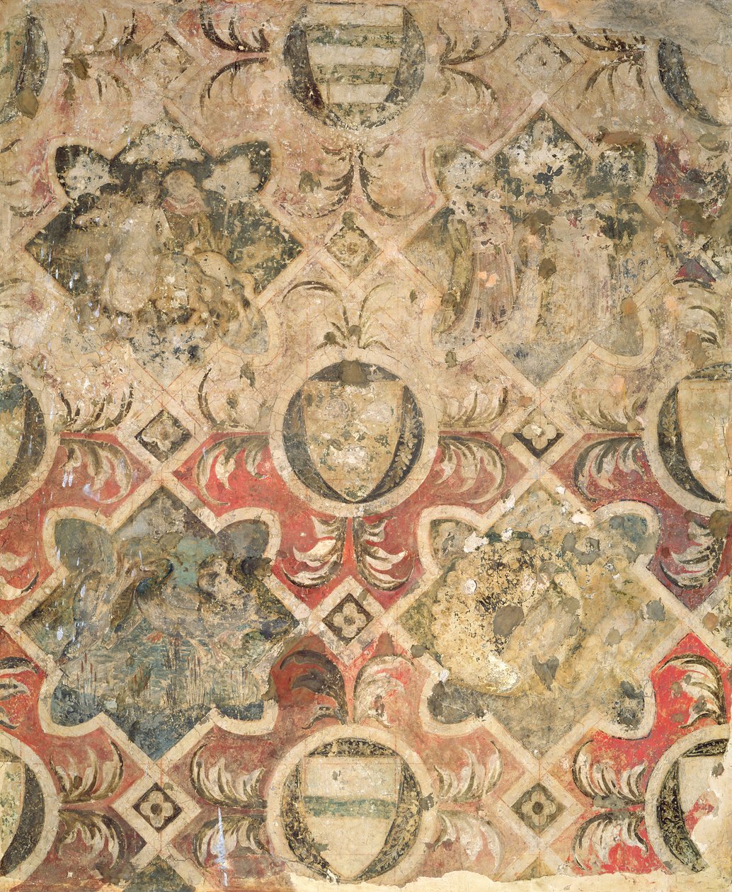 Fragment of a Fresco Decorated with Coats of Arms by Italian School