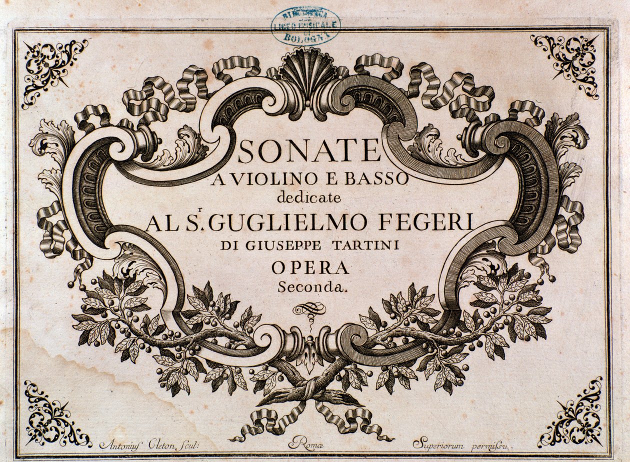Frontispiece of Musical Score for Sonatas by Giuseppe Tartini by Italian School