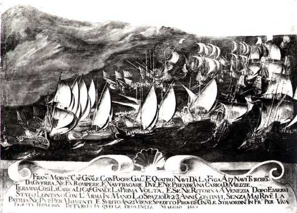 General Francisco Morosini (1618-94) and the Venetian Fleet in an Encounter with the Turkish Fleet off the Coast of Crete, May 1661 by Italian School