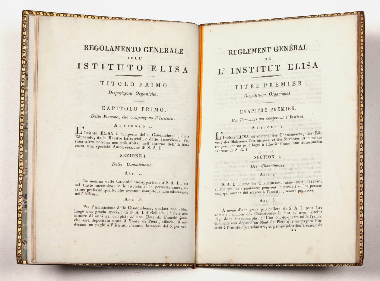 General Regulations of the Instituto Elisa at Lucca, given at Lucca, July 14, 1811 by Italian School