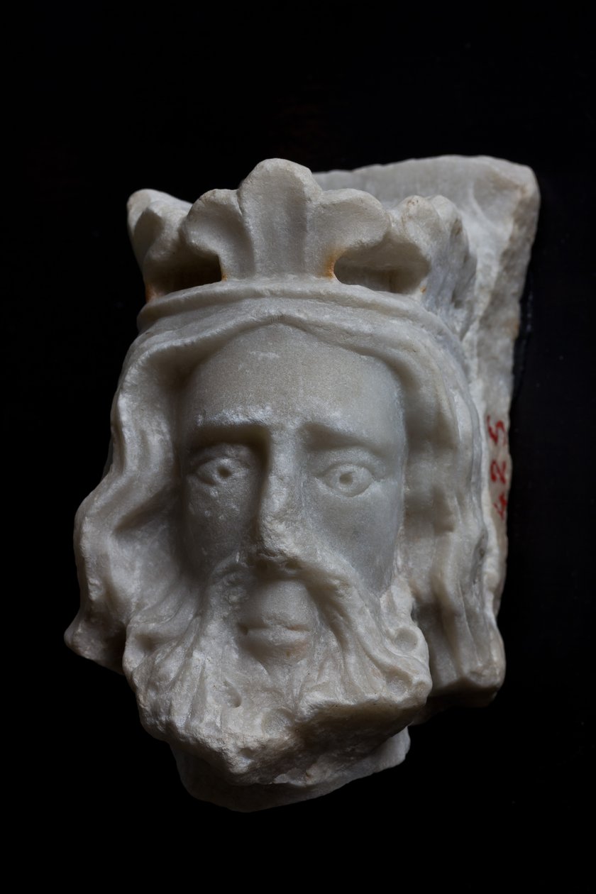 Genoa, Museum of St Augustine: fragment of crowned head, by unknown sculptor of North of France; XIII - XIV centuries by Italian School