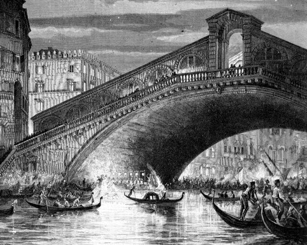 Grand Canal and the Rialto Bridge during the Carnival by Italian School