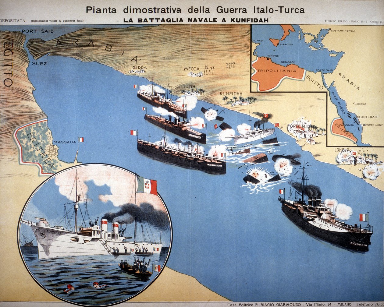 Italian-Turkish War: Naval Battle at Kufindah Near the Red Sea by Italian School