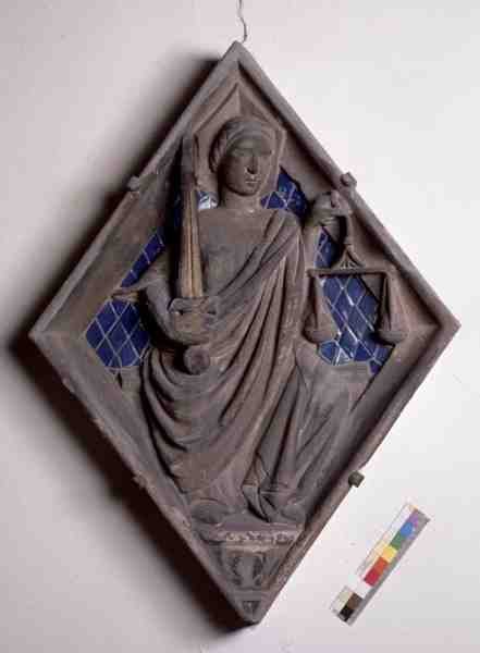 Justice, relief tile from the Campanile by Italian School