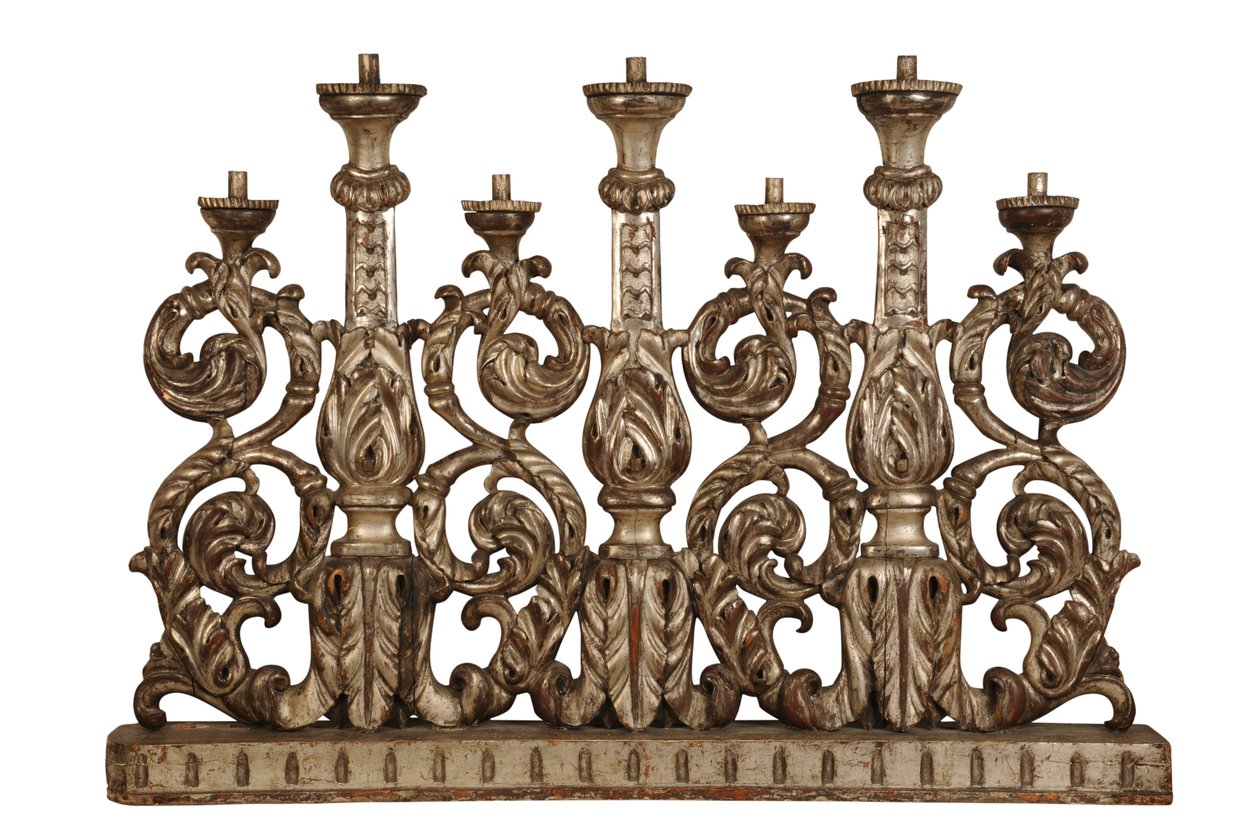 Large scale silver gilt candle holder, c.1800 by Italian School