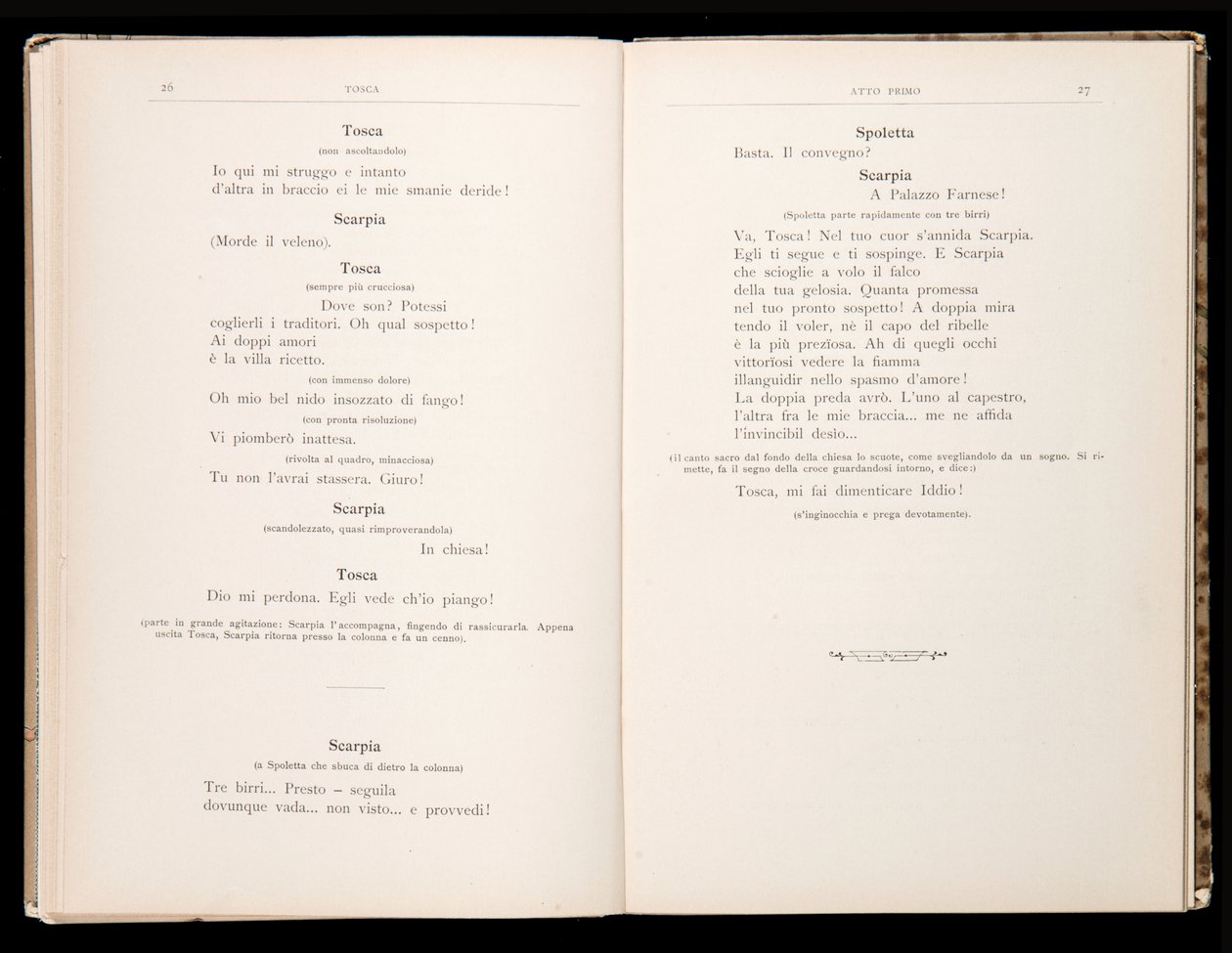 Libretto of Tosca by Giacomo Puccini, Edition Ricordi, Italy by Italian School