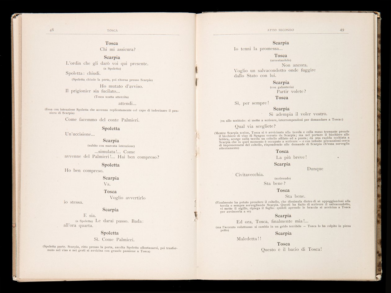 Libretto of Tosca by Giacomo Puccini, Edition Ricordi, Italy by Italian School