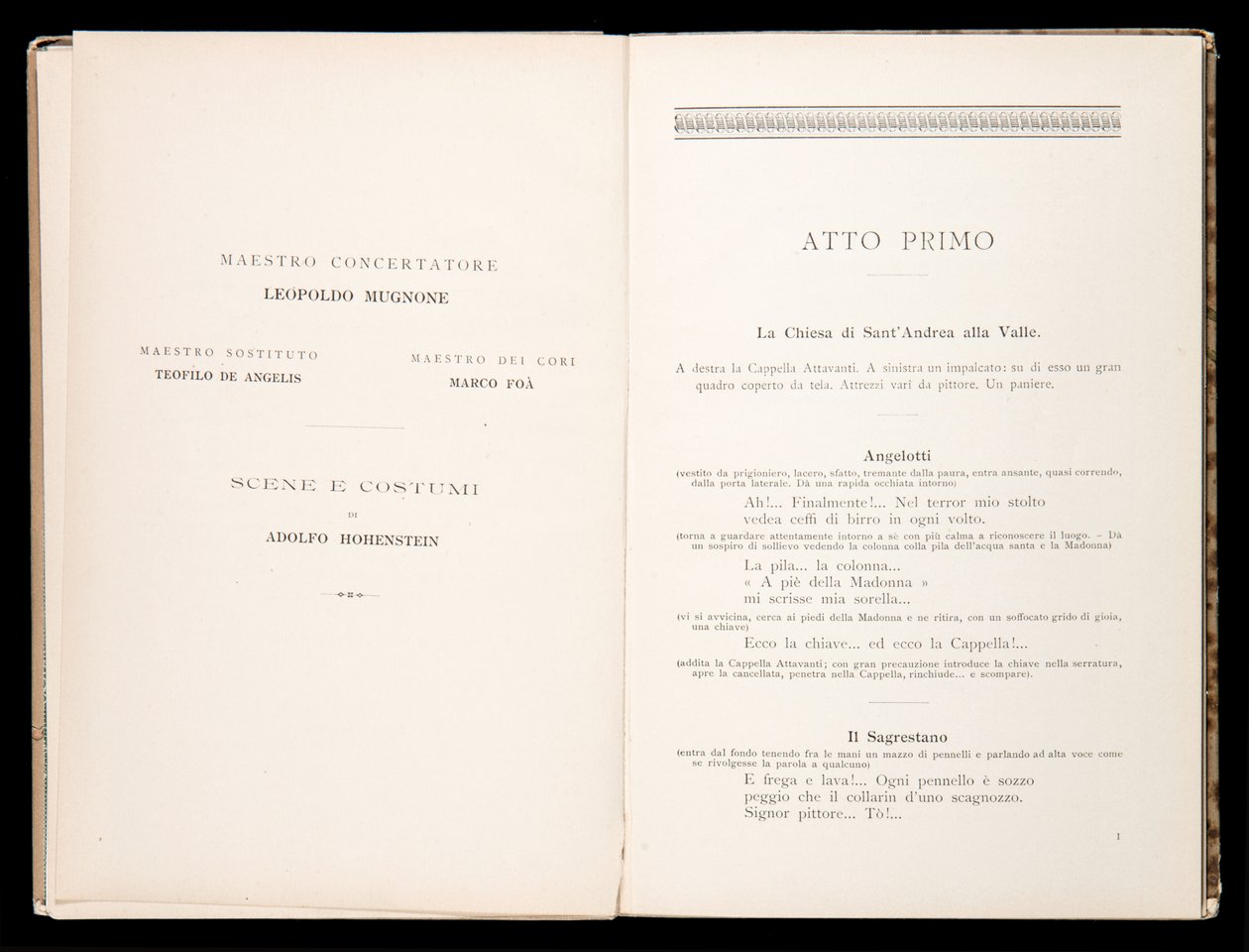 Libretto of Tosca by Giacomo Puccini, Edition Ricordi, Italy by Italian School
