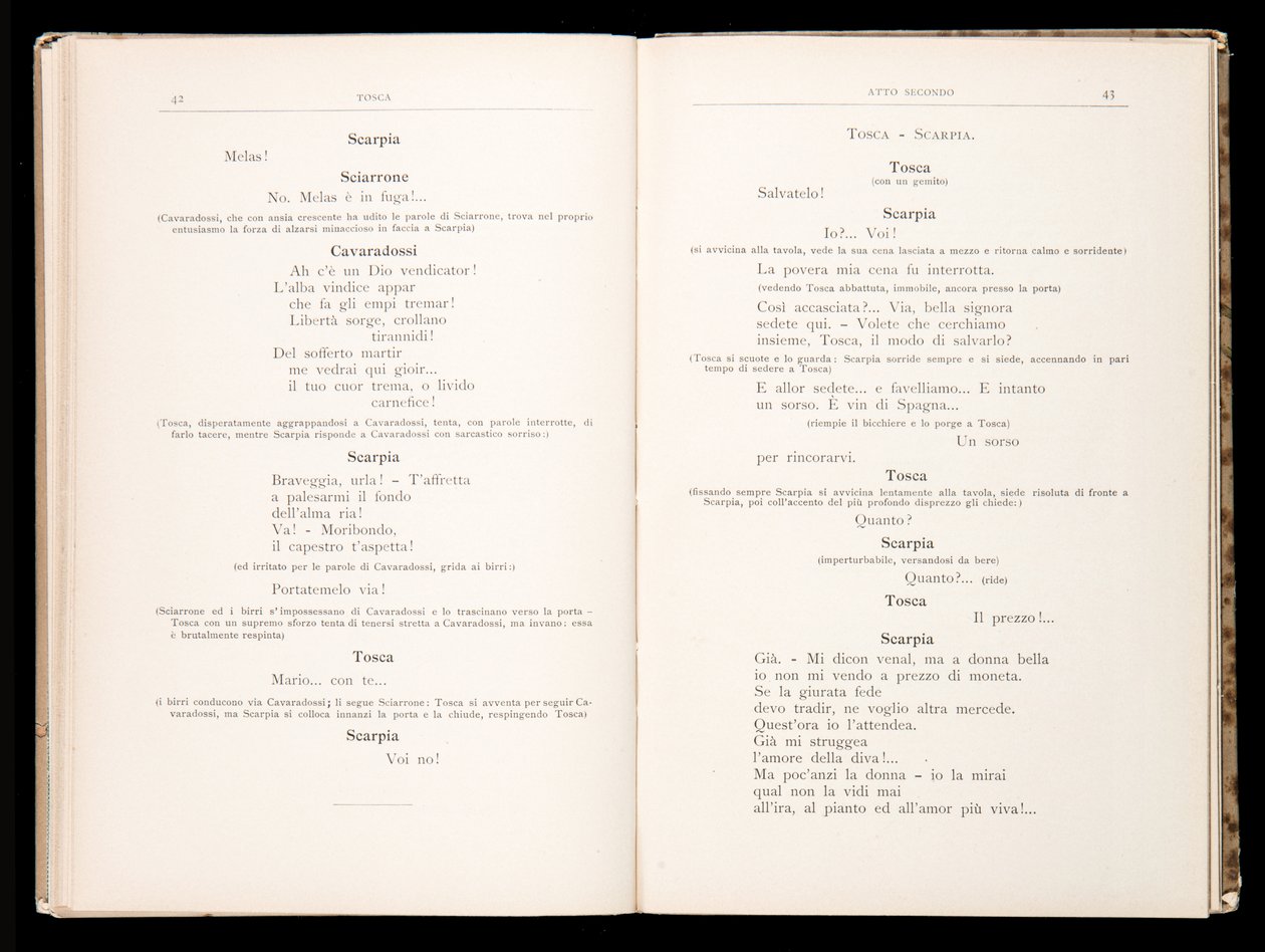 Libretto of Tosca by Giacomo Puccini, Edition Ricordi, Italy by Italian School