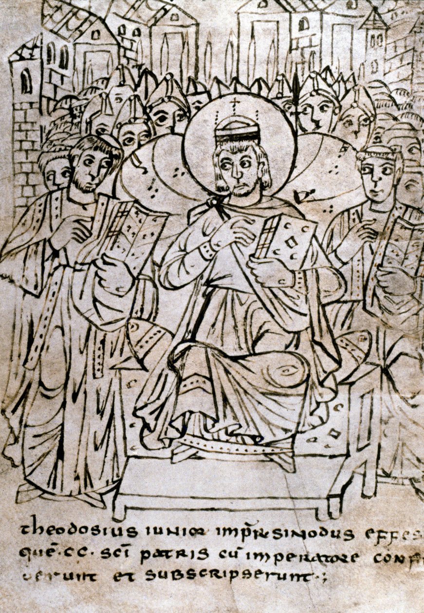 Emperor Theodosius II at the Council of Ephesus condemning Nestorianism by Italian School