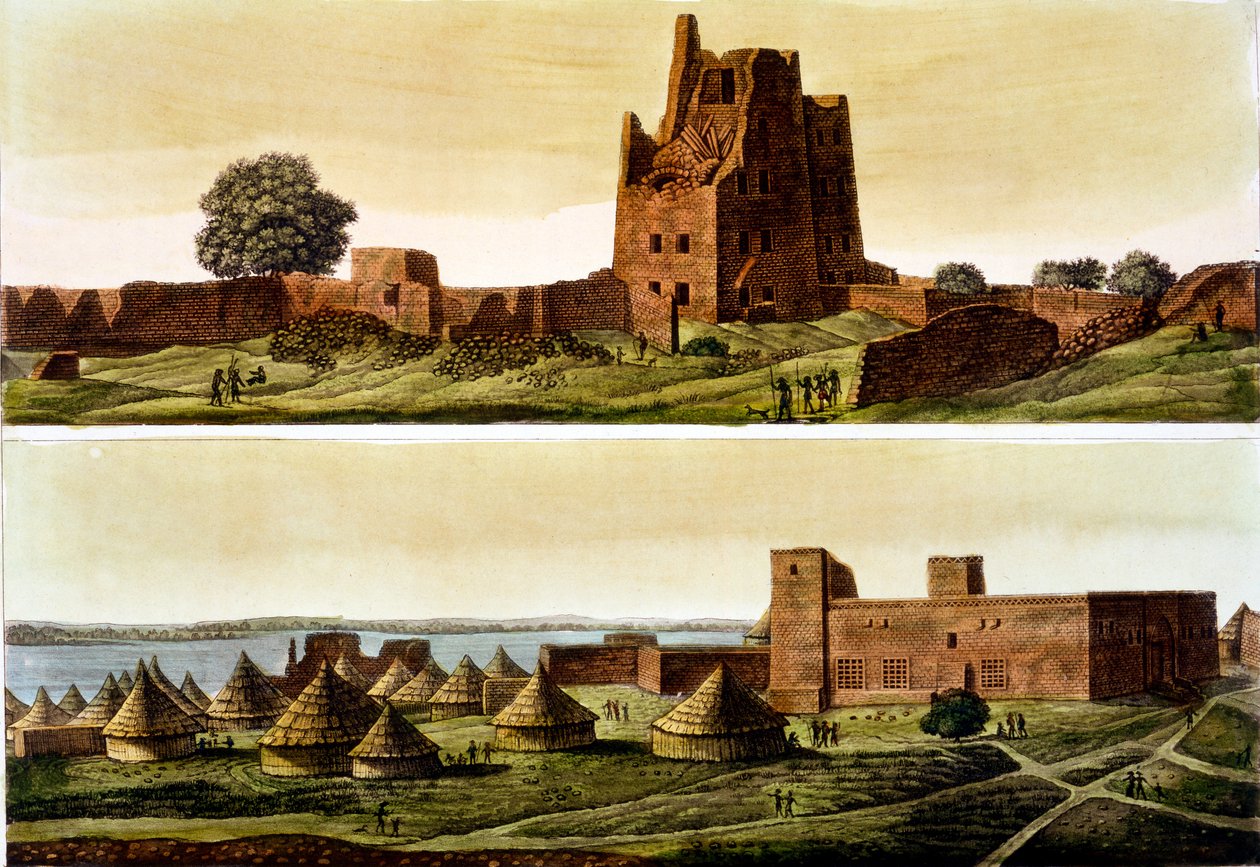 Lower Egypt or Sudan, the River Nile: Below, Village of El-Querebyn, 1820s-30s by Italian School