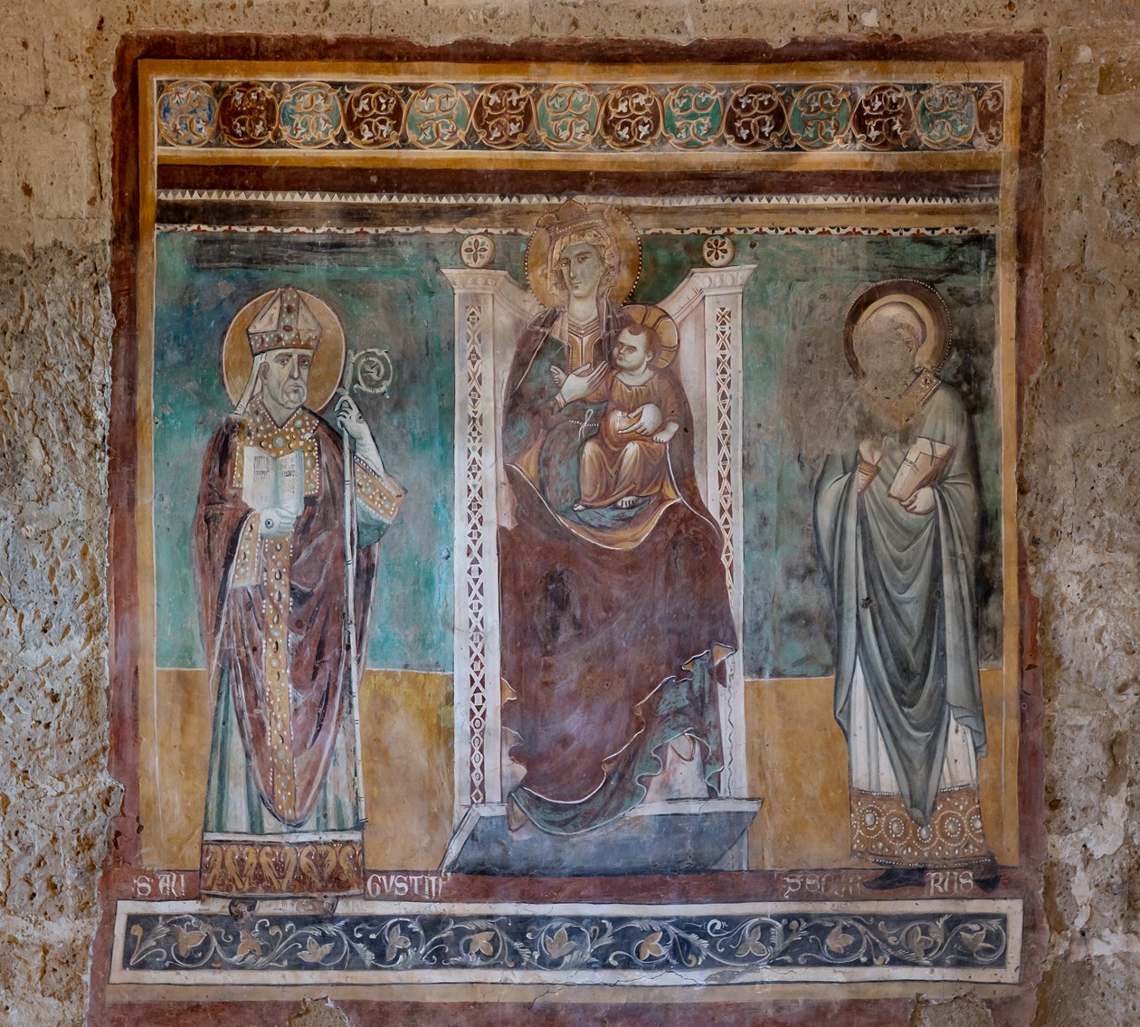 Madonna enthroned with the Saints Augustine and Severus, Oratory of the Crucifix, last quarter of the XIII century by Italian School