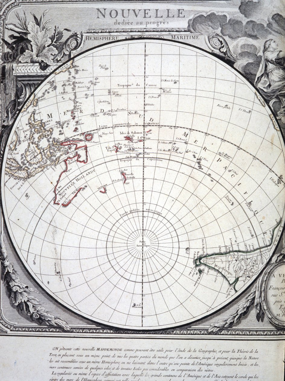 Map of the Pacific Ocean engraved in Venice in the 18th century by Italian School