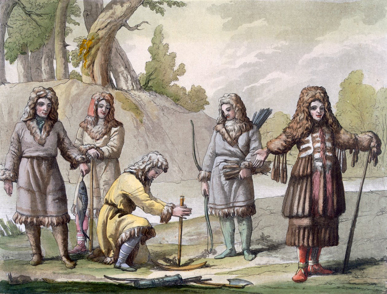 Men of Kamchatka, Far Eastern Russia, c.1820s-30s by Italian School
