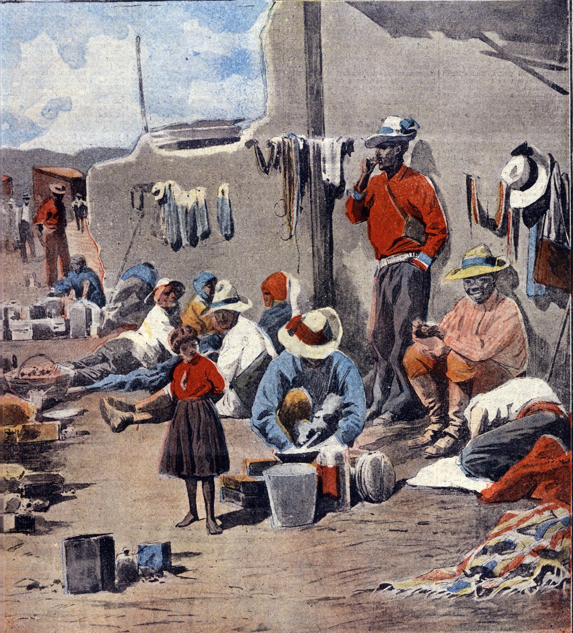 Mexican Revolution: Refugee Families Fleeing the Advance of the Rebels, Illustration by Minardi by Italian School