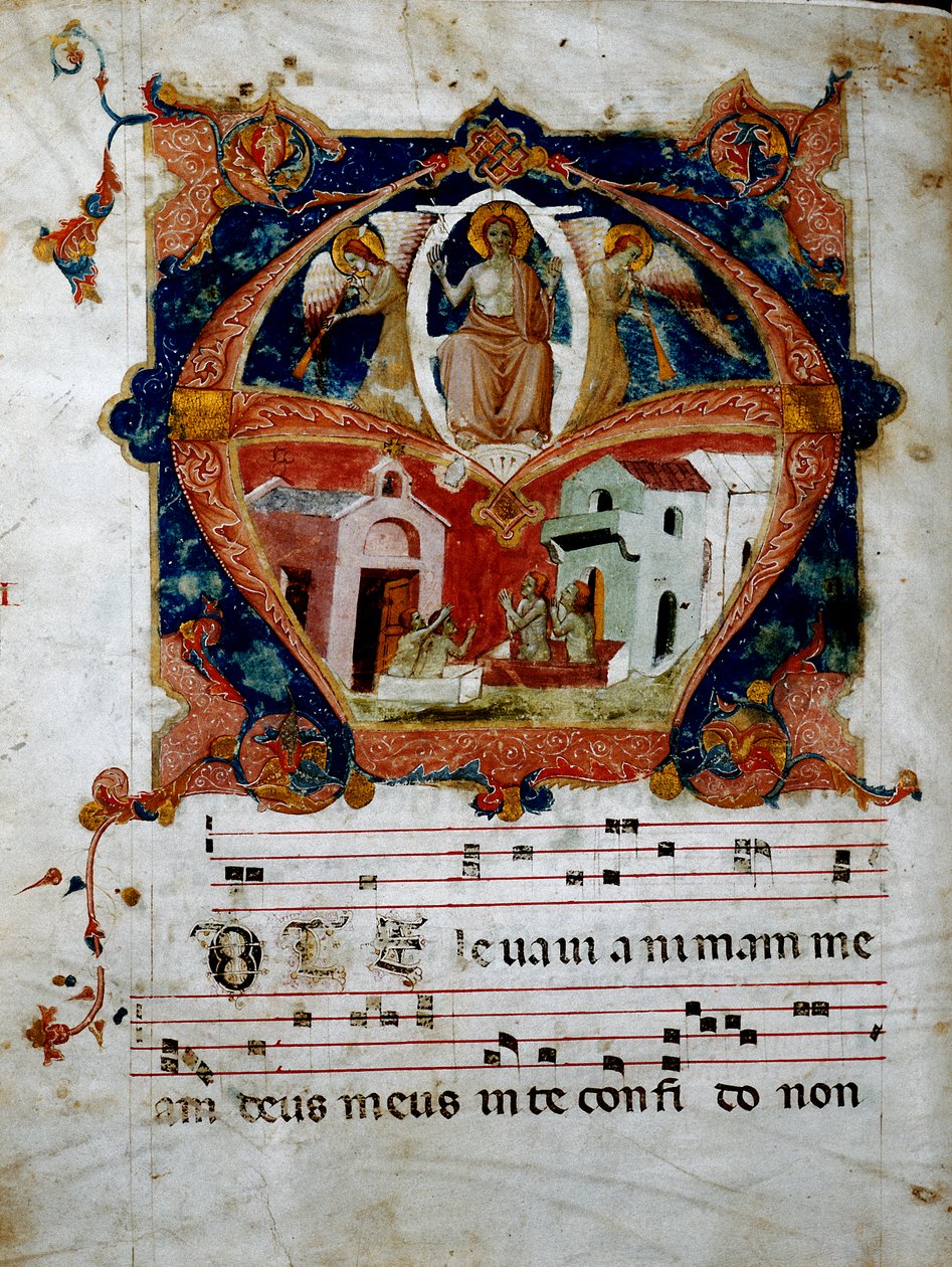 Miniature of Judgement Day from a chorale parchment by Italian School