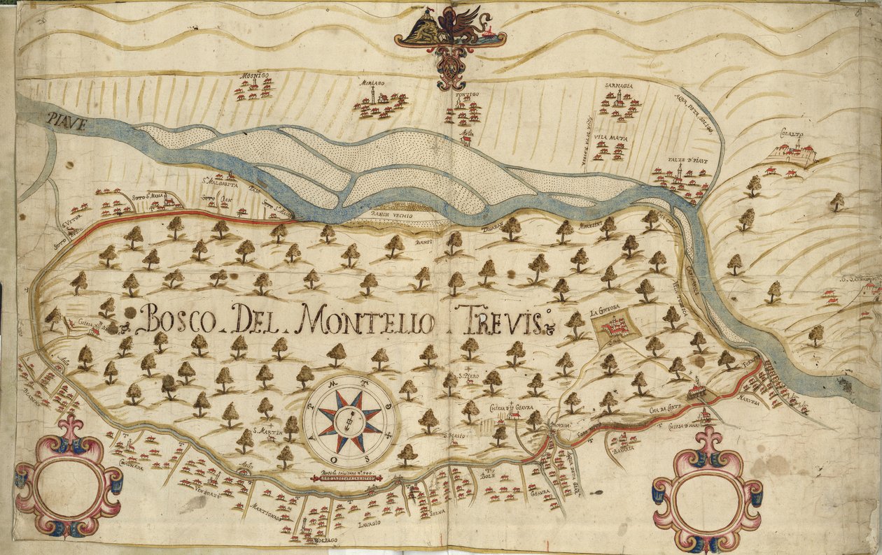 Montello, Map, 18th Century, Veneto, Italy by Italian School