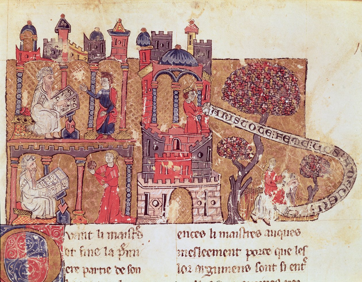 Aristotle instructs Alexander the Great in morals and in the disdain of women, from Le Livre du Tresor by Brunetto Latini by Italian School