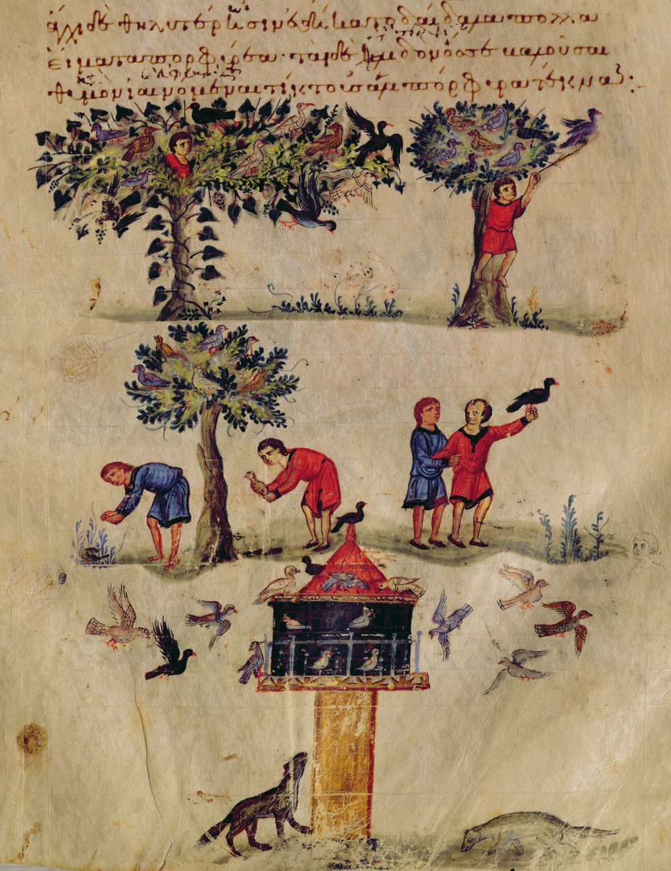 Hunting for Birds, Illustration Probably from the Ixeutika by Oppian by Italian School