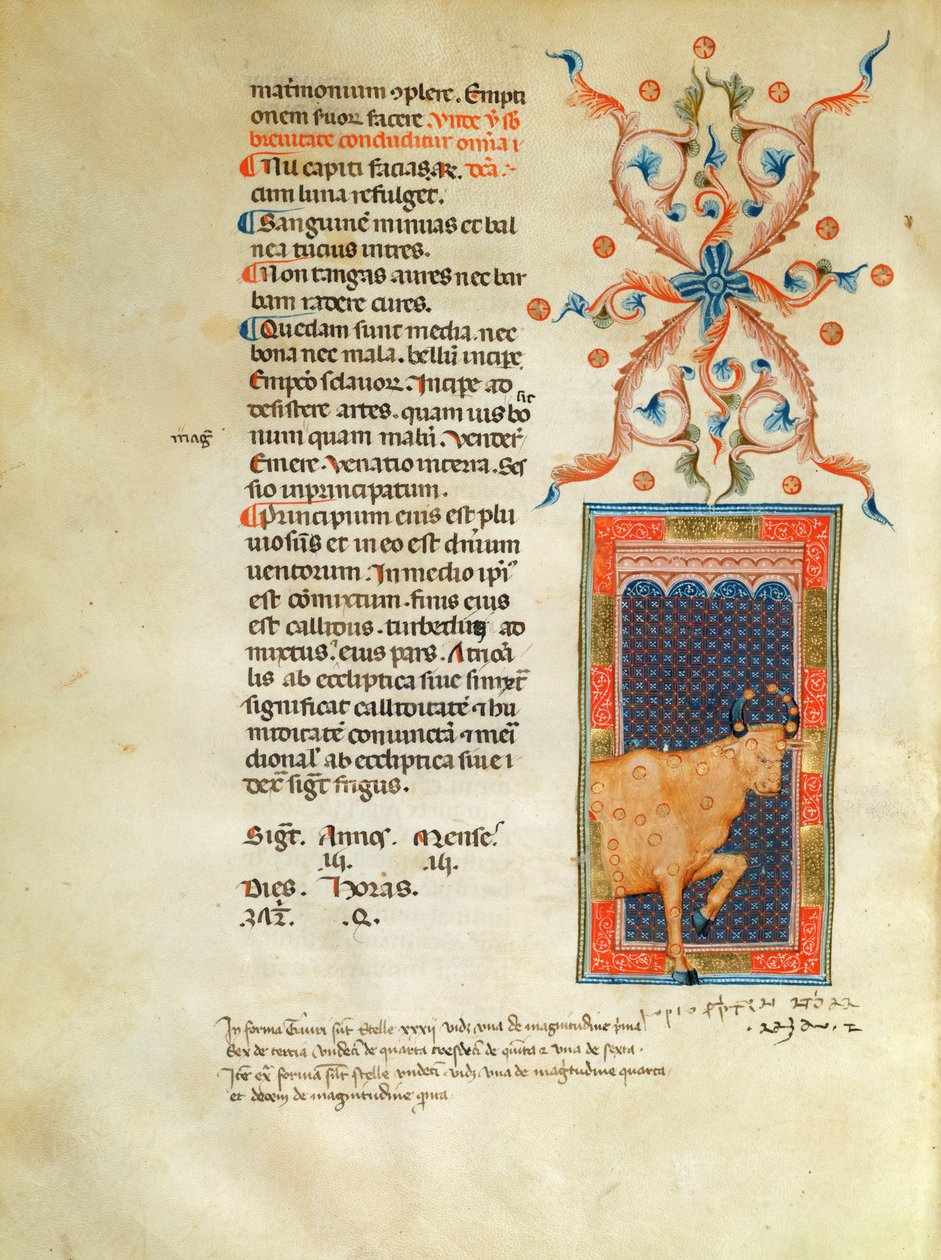 Illuminated calendar page for April by Italian School