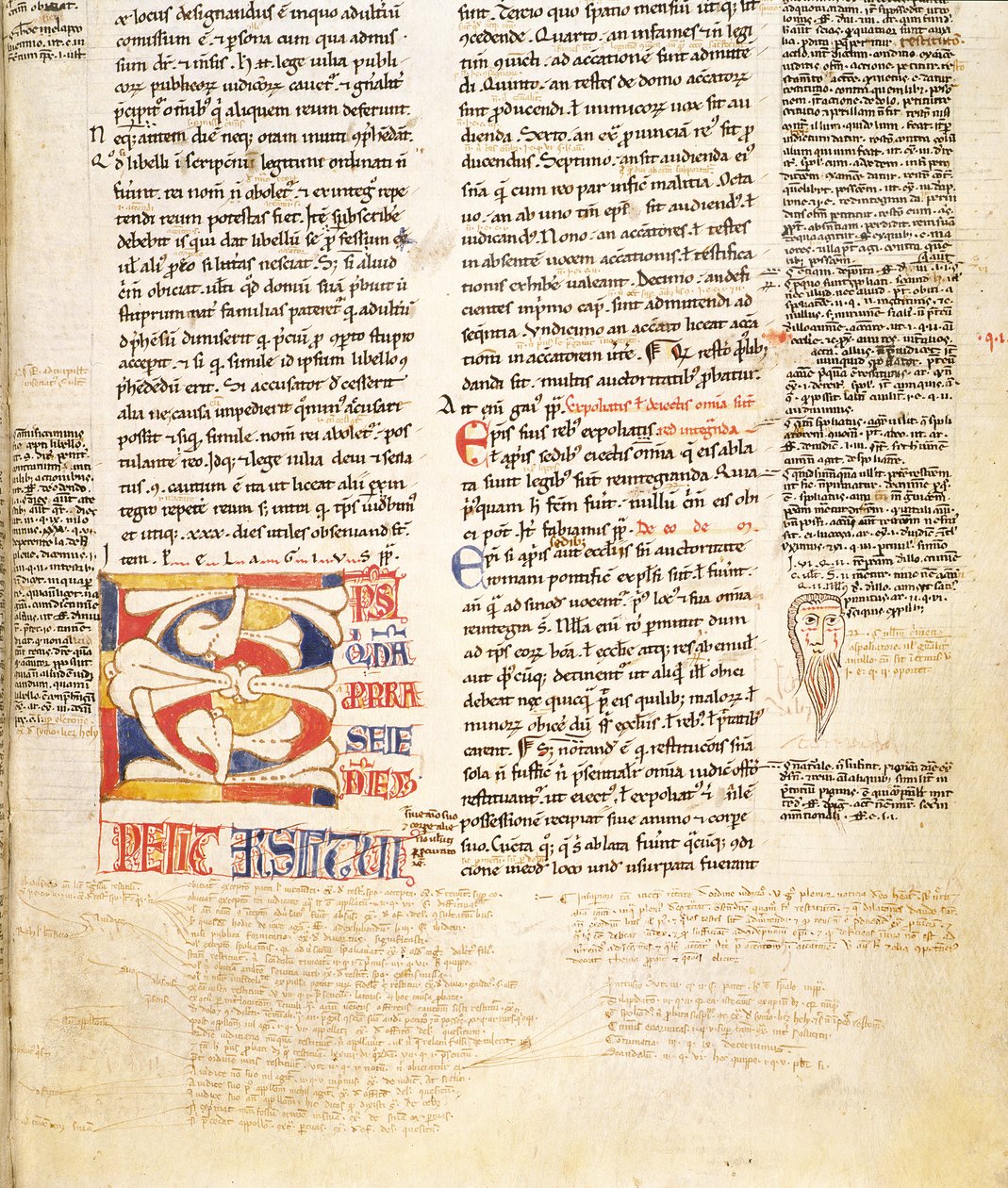 Ms. McClean 135, f.96r: Plant-Form Historiated Initial C from Gratians Decretum (detail) by Italian School
