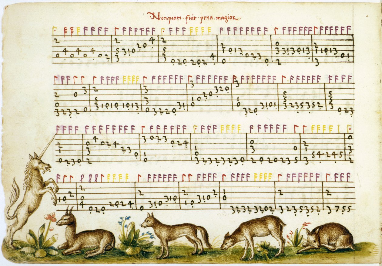 Music sheet from Compositione di Meser Vincenzo Capirola composed by Vincenzo Capirola (1474-1548) by Italian School