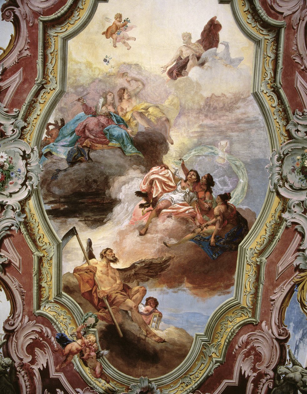 Mythological Scene with Jupiter, Juno, the Muses and Father Time by Italian School