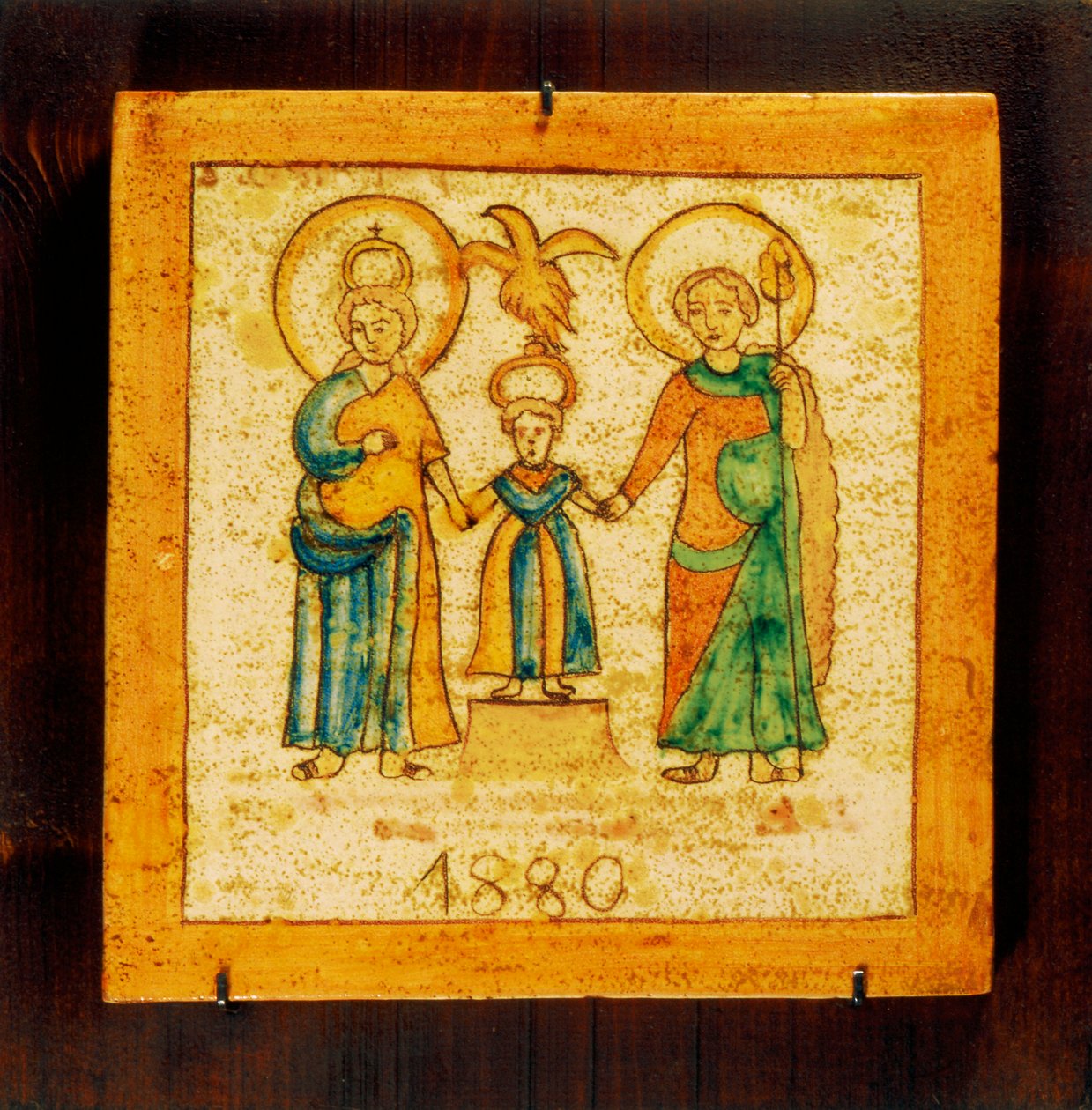 Nineteenth-Century Style Votive Tile, Ceramic, Alessi Manufacture, Caltagirone, Sicily, Italy, 20th century by Italian School