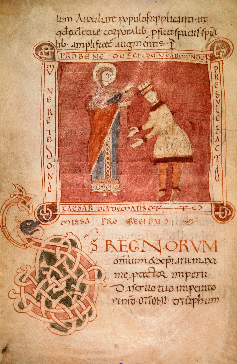 Otto I crowned by the Virgin Mary, from the Sacramentary of Bishop Warmondo by Italian School