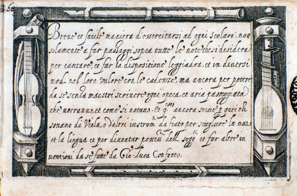 Page taken from Breve e facile maniera di esercitarsi by Giovanni Luca Conforti by Italian School