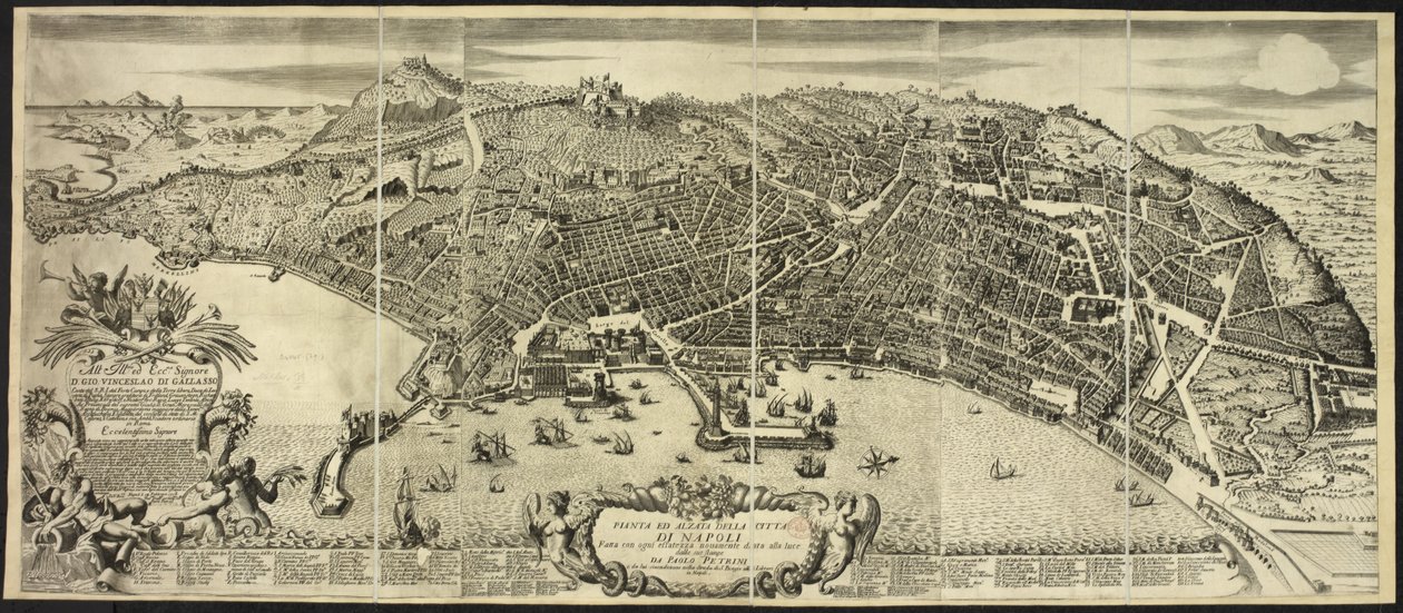 Plan and Elevation of the City of Naples by P. Petrini by Italian School
