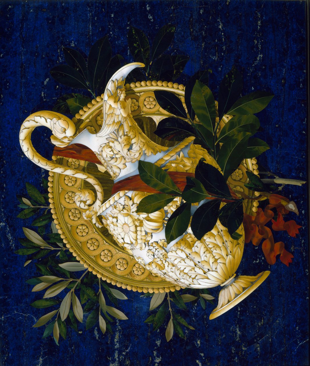 Pitcher and leaves by Italian School