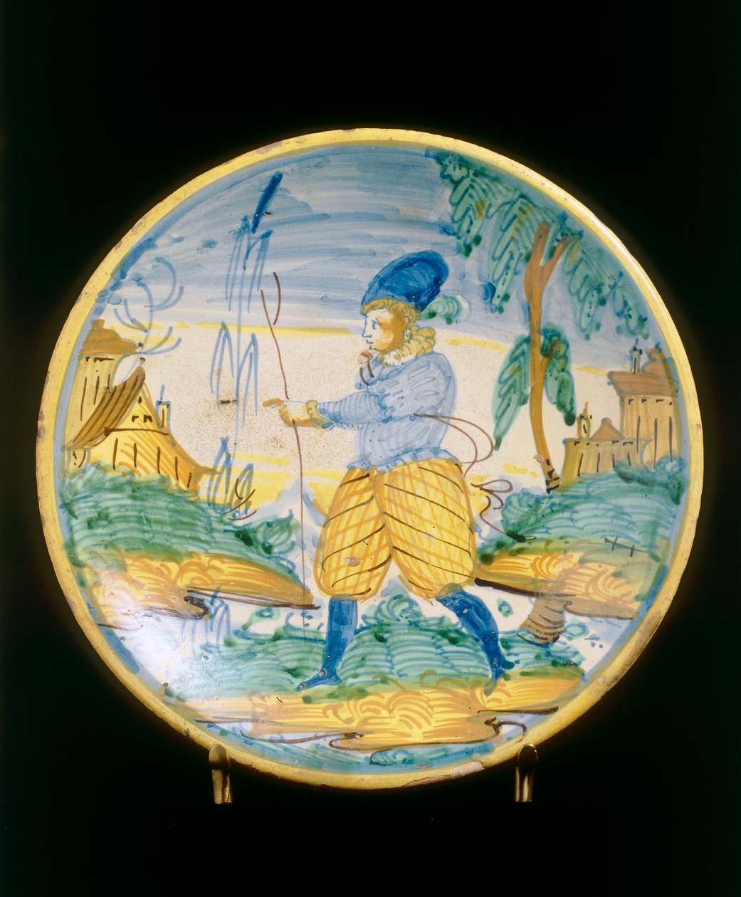 Plate with a Young Figure, Montelupo Manufacture by Italian School