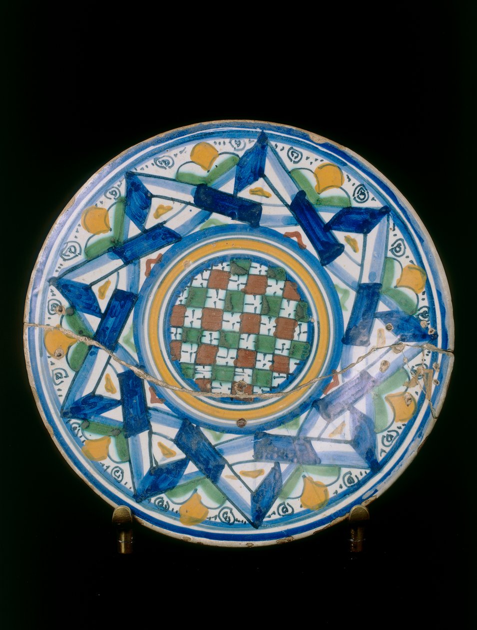 Plate with Stylized Vegetable Elements, Montelupo Manufacture by Italian School