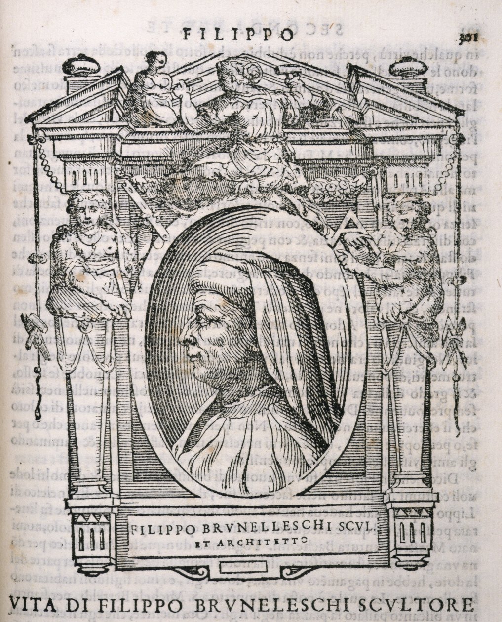 Portrait of Filippo Brunelleschi from Vasari