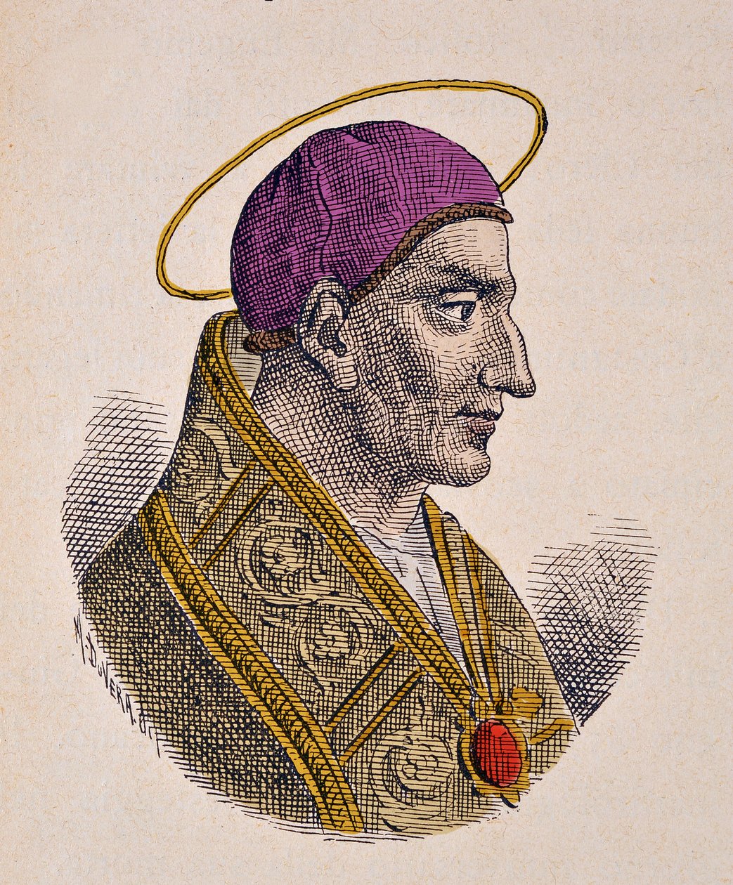 Portrait of Pope Vitalian (657-672) by Italian School