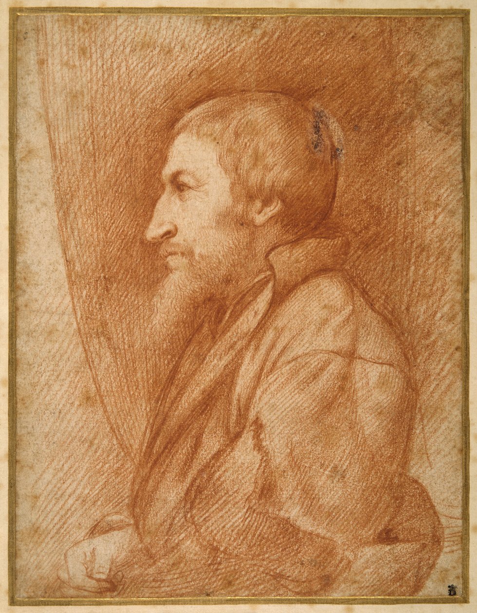Profile portrait (self portrait?) of a bearded man by Italian School
