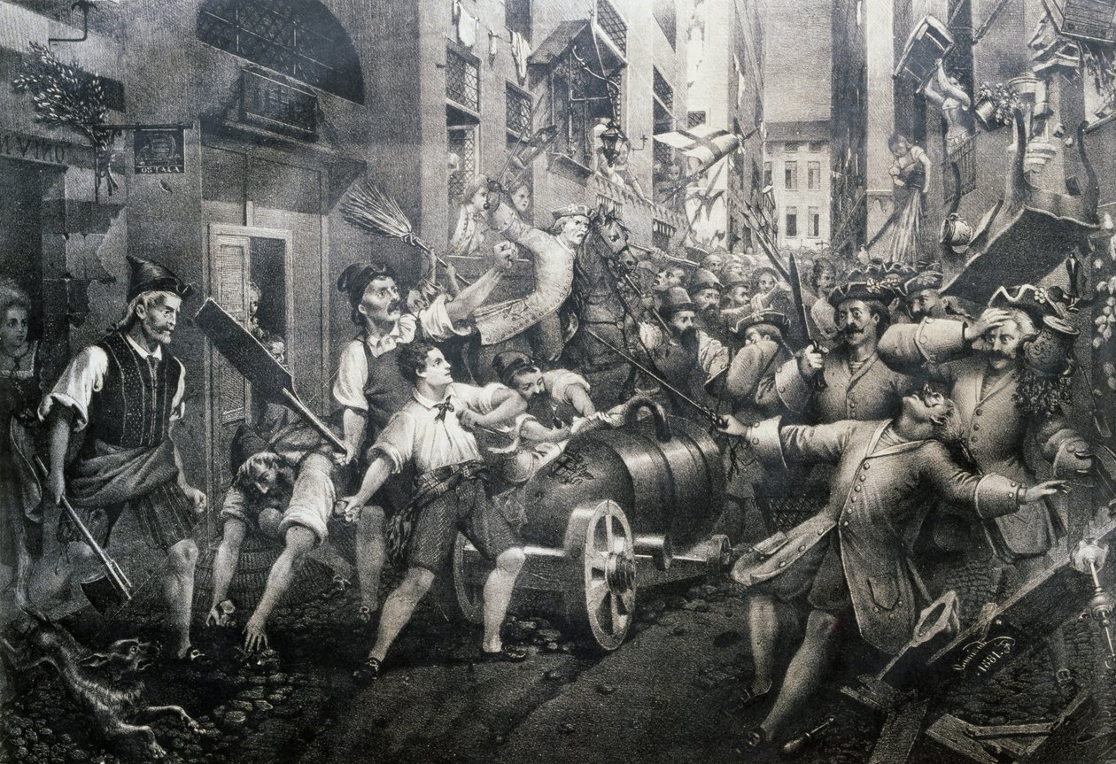 Revolt in Portoria District in Genoa Against Austrians in 1746, Led by Giovan Battista Perasso (1735-1781) Known as Balilla by Italian School