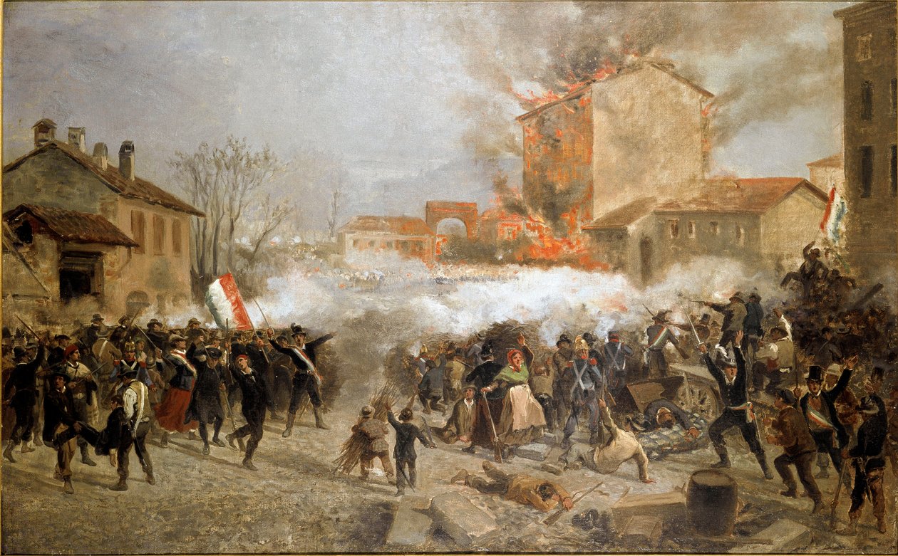 Revolutions of 1848, Five Days of Milan: insurgents take over Porta Tosa on March 22nd by Italian School