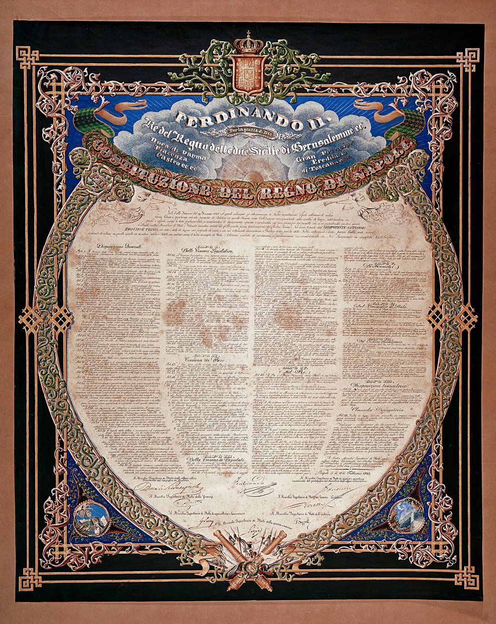 Risorgimento: Constitution Proclaimed by King Ferdinand II of the Two Sicilies in 1847 by Italian School
