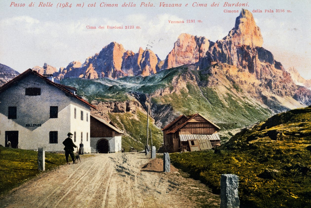 Rolle Pass, postcard by Italian School