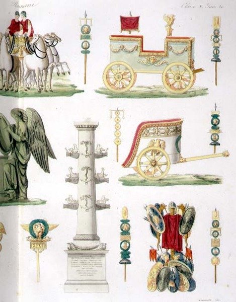 Roman Chariots, Trophies and Military Monuments, detail of plate 20, class 5 from Part I of 