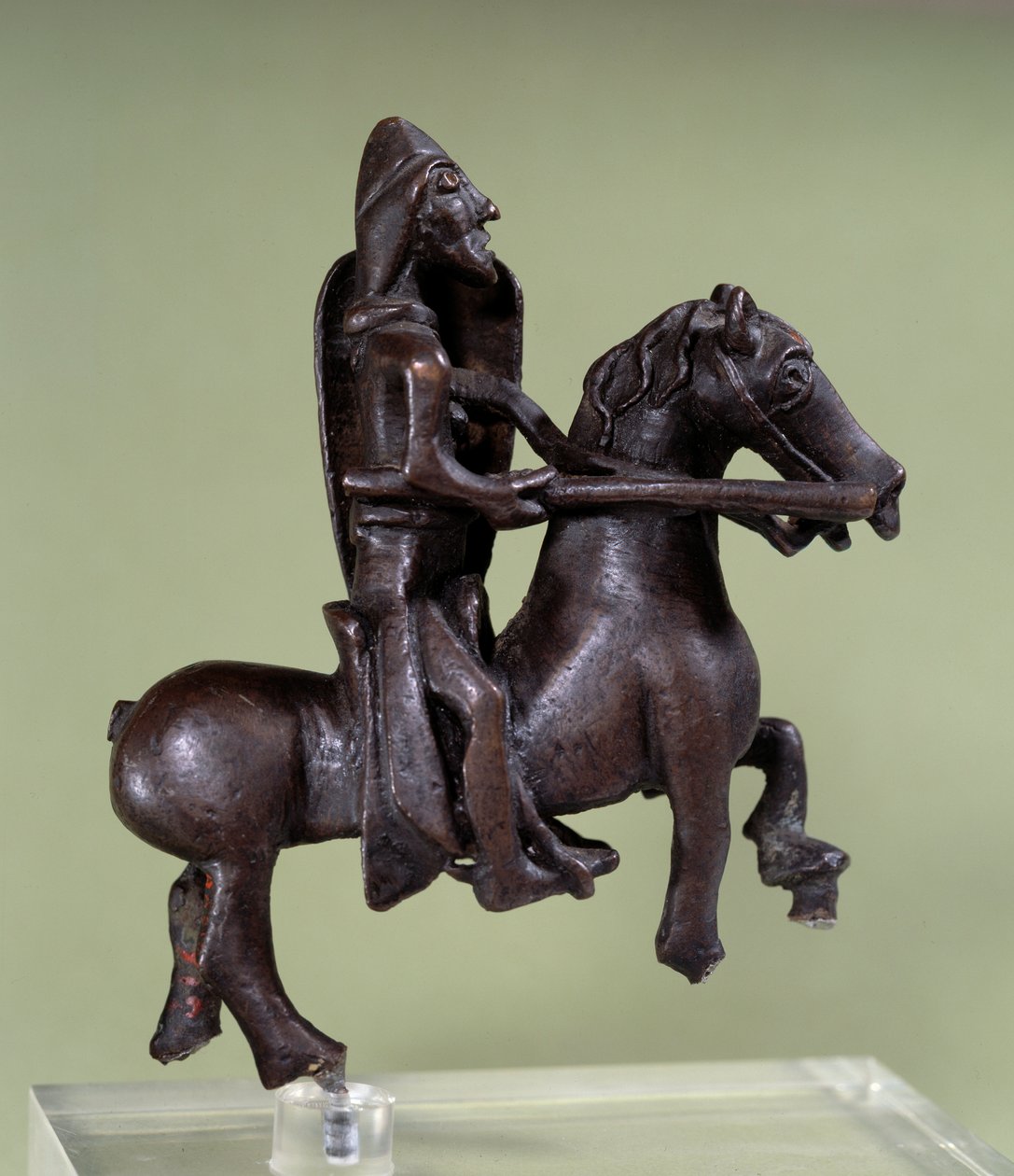 Romanesque Art: Bronze Knight Statuette with Armor by Italian School