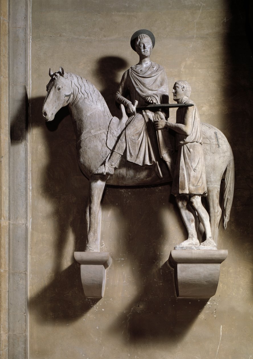Saint Martin sharing his coat with a beggar by Italian School