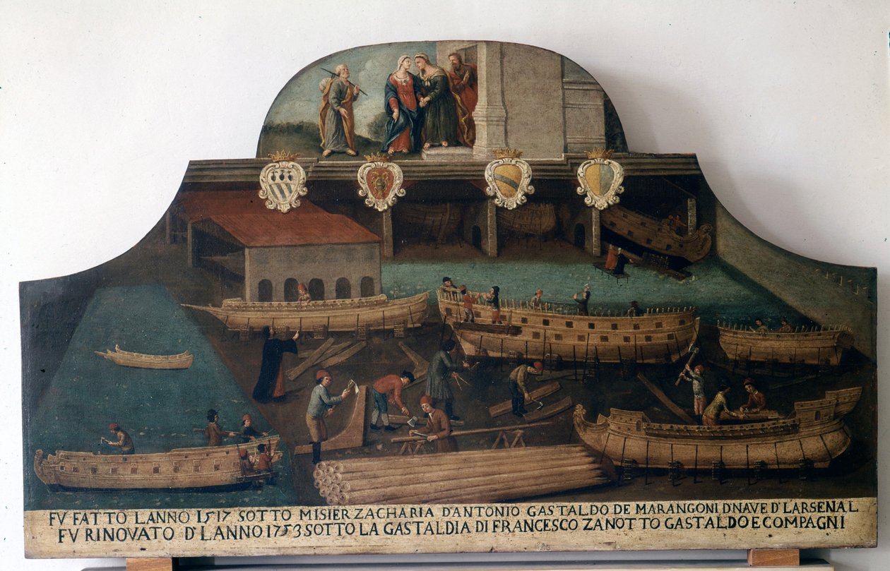 Shipbuilding: boats built in 1517 and renovated in 1753. by Italian School