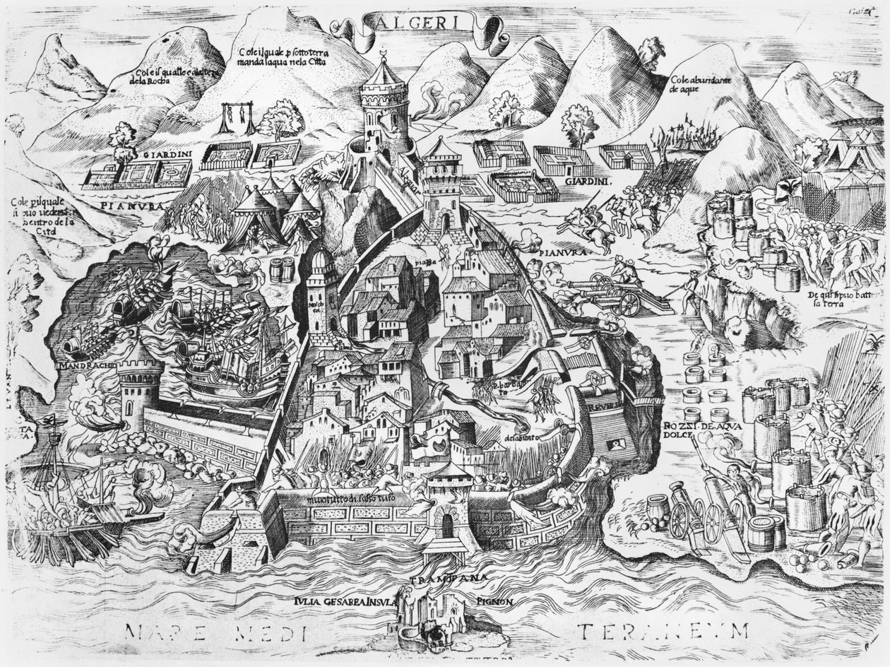 Siege of Algiers by Charles V in 1541 by Italian School